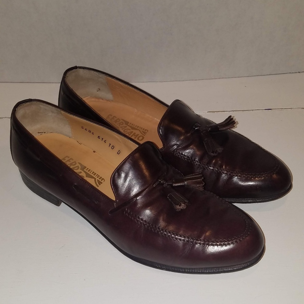 Salvatore Ferragamo Brown Leather Slip-On Loafers